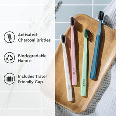 Classic Activated Charcoal Toothbrush 4-Pack